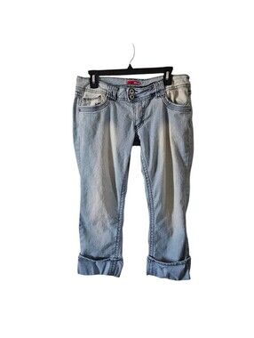 Bongo Capri Jeans Womens Size 13 Blue Denim Crop Pants Faded Wash Stretch Y2K